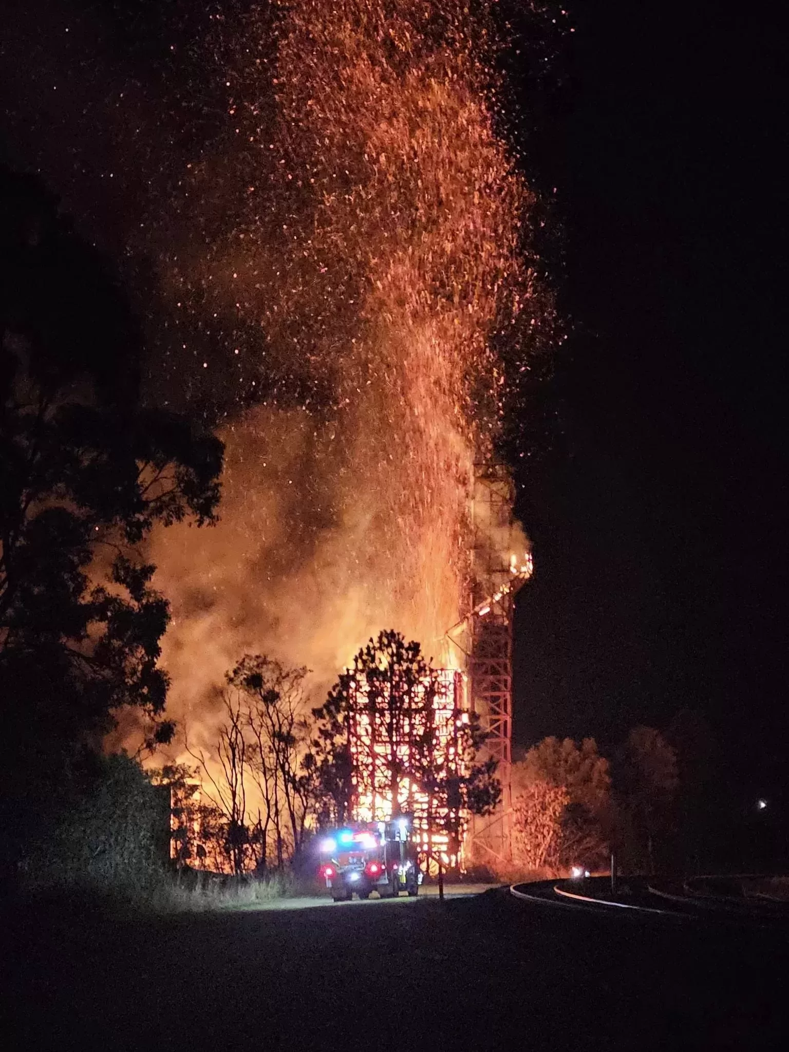 Fire rips through the old Casino railyard.